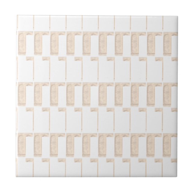 Azulejo Cerâmico Beige e Branco Quadrado Clássico  (Frente)