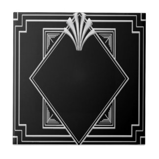 Azulejo cerâmico Black and Silver Art Deco.