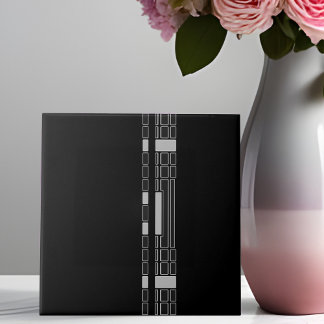 Azulejo cerâmico Black Geométrico Stripe Art Deco