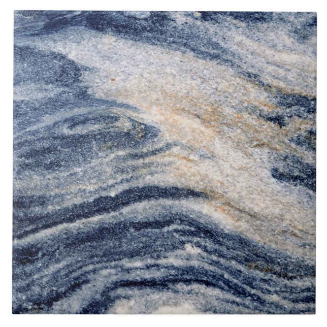 Azulejo cerâmico Blue Orange Marble Swirl Rock (Frente)
