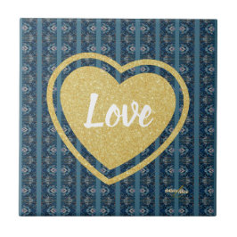 Azulejo cerâmico Blue Stripe LOVE da Poeta Adiela