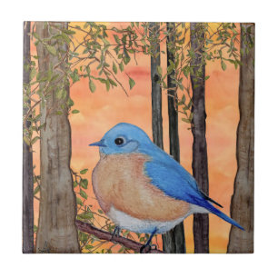 Azulejo cerâmico Bluebird pequeno (4,25" x 4,25")