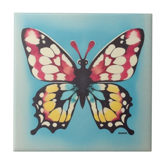 Azulejo cerâmico borboleta (Frente)