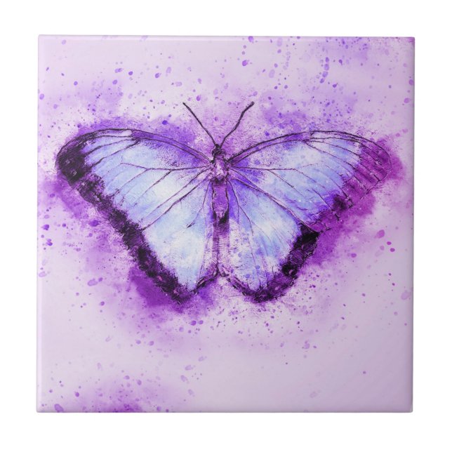 Azulejo Cerâmico Borboleta Roxa (Frente)