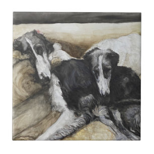 Azulejo cerâmico Borzoi Russo Wolfhound Dog Art