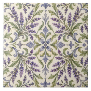 Azulejo Cerâmico Botânico Lavanda Vintage