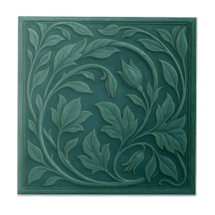 Azulejo Cerâmico Botânico Verde Teal