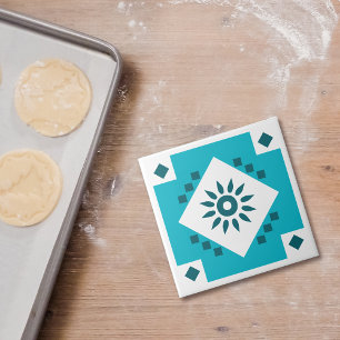 Azulejo cerâmico branco azul de borda sudoeste