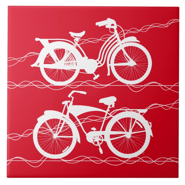 Azulejo cerâmico branco de bicicleta (Frente)