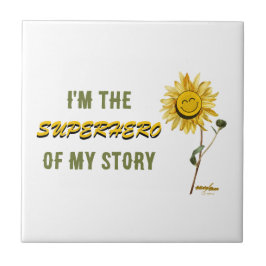 Azulejo cerâmico branco de super-herói por Poeta A