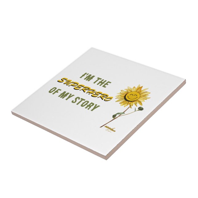 Azulejo cerâmico branco de super-herói por Poeta A (Lateral)