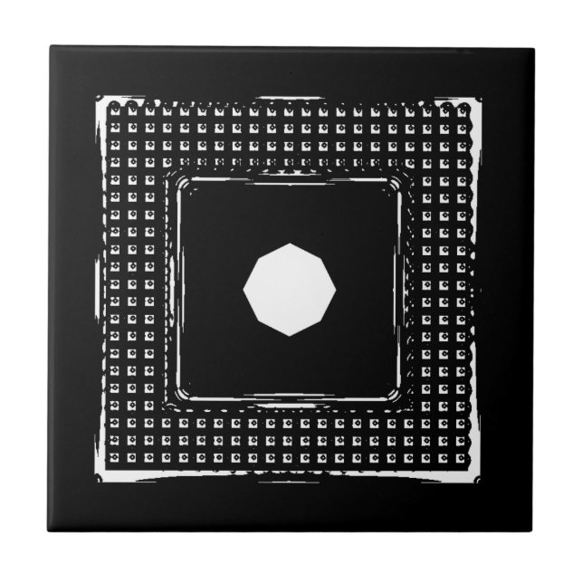 Azulejo cerâmico branco e preto (Frente)
