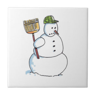 Azulejo cerâmico Broom Snowman