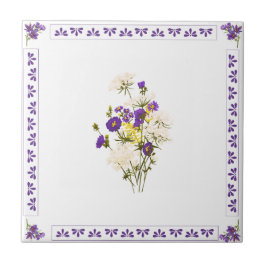 Azulejo Cerâmico Buquê Roxo