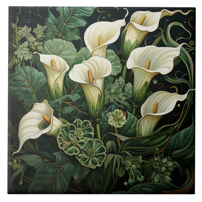 Azulejo Cerâmico Calla Lily Art Nouveau Deco (Frente)