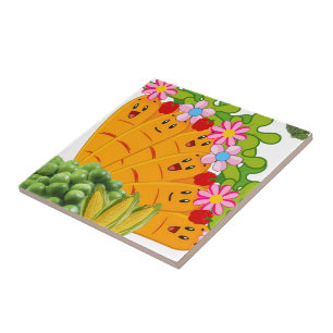 Azulejo cerâmico Carroças de Ervilha Vegan Floral