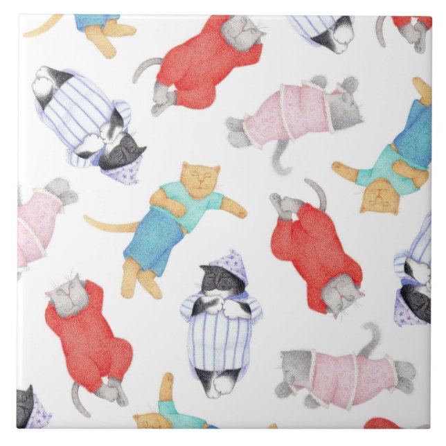 AZULEJO CERÂMICO CATS PAJAMAS (Frente)