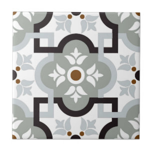 Azulejo cerâmico - Cinza padrão Preto