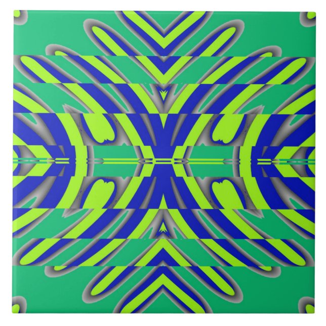 Azulejo cerâmico clássico multicolorido vibrante (Frente)