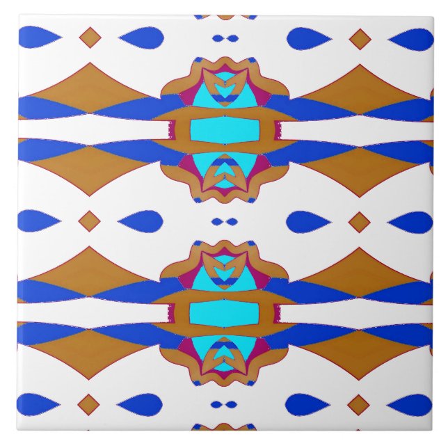 Azulejo cerâmico clássico multicolorido vibrante (Frente)