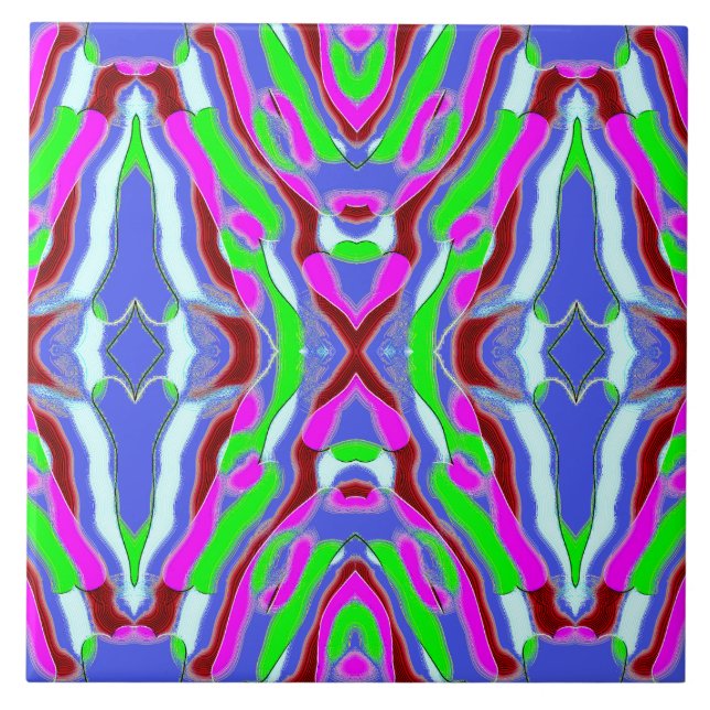 Azulejo cerâmico clássico multicolorido vibrante (Frente)