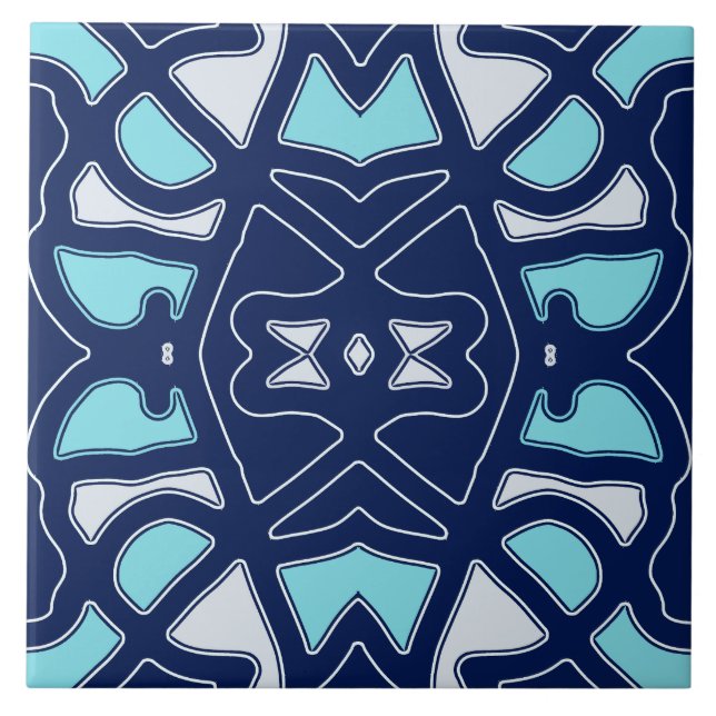 Azulejo cerâmico clássico multicolorido vibrante (Frente)