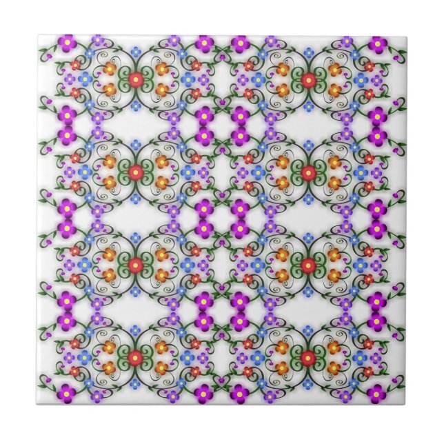 Azulejo cerâmico Colorido das Flores de Mola - Vin (Frente)