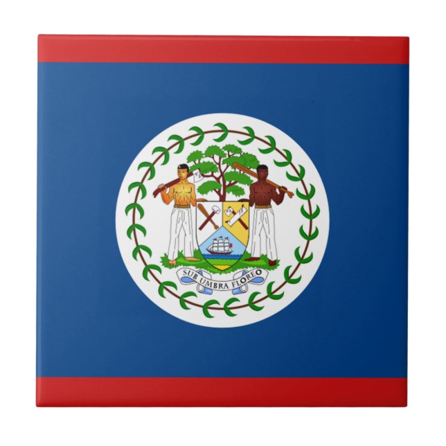 Azulejo Cerâmico com Bandeira de Belize (Frente)