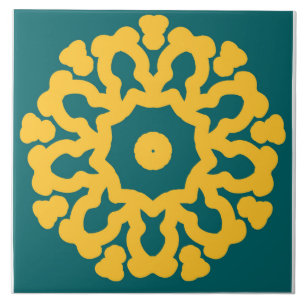 Azulejo cerâmico com borda branca, design multicol