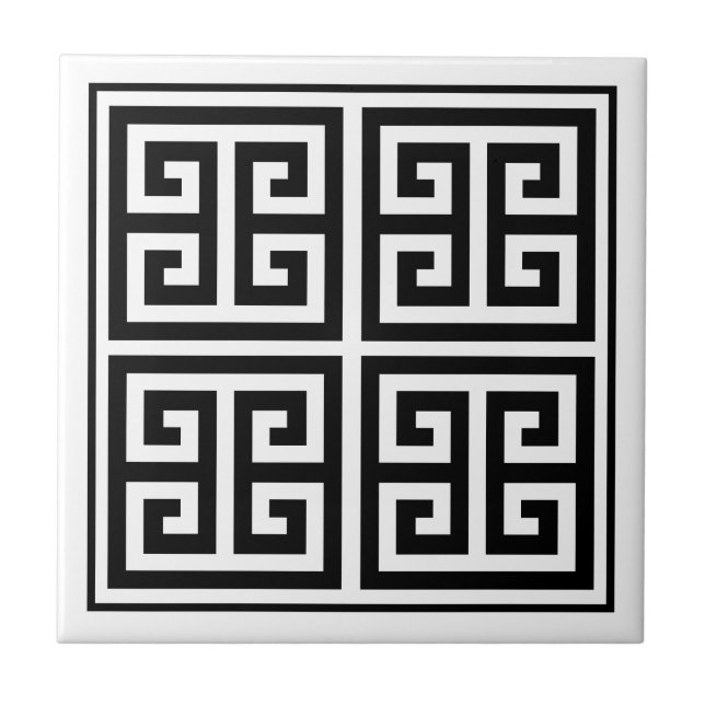 Azulejo cerâmico com Design de padrão-chave grego (Frente)
