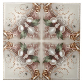 Azulejo Cerâmico com Enfeites de Pérola