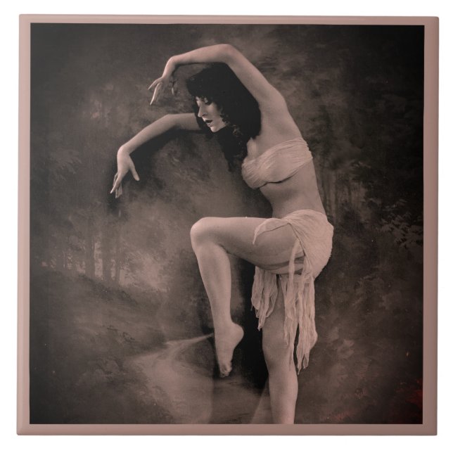 Azulejo cerâmico com foto de dançarino de vinheta (Frente)