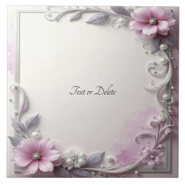 Azulejo Cerâmico com Moldura Floral Rosa
