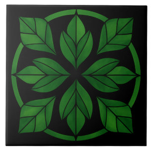Azulejo Cerâmico com Padrão de Folhas Elegantes