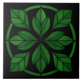 Azulejo Cerâmico com Padrão de Folhas Elegantes