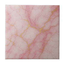 Azulejo Cerâmico com Padrão de Mármore Rosa e Dour