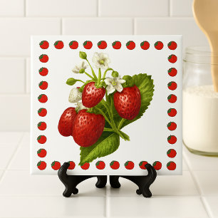 Azulejo Cerâmico com Padrão de Morango em Estilo C