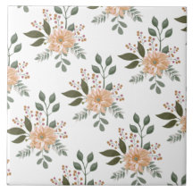 Azulejo Cerâmico com Padrão Floral