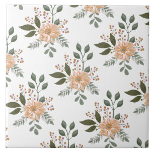 Azulejo Cerâmico com Padrão Floral