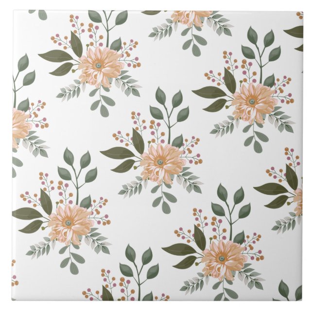Azulejo Cerâmico com Padrão Floral (Frente)