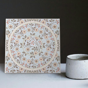 Azulejo Cerâmico com Padrão Floral de Margarida po