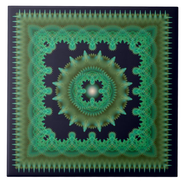 Azulejo cerâmico com padrão ornamentado fractal ve (Frente)