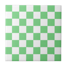 Azulejo Cerâmico com Padrão Xadrez Verde Retro