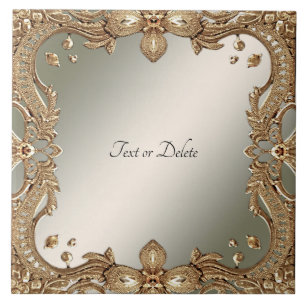 Azulejo cerâmico com quadro de Ornamentado Dourado