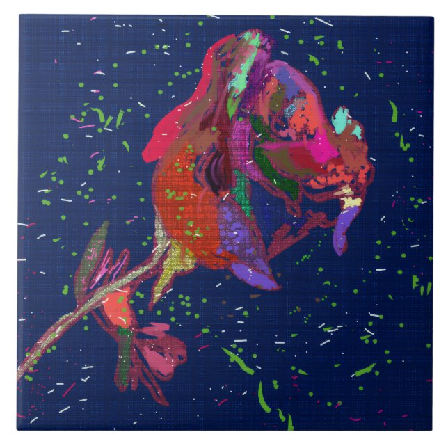 Azulejo cerâmico com ventilador de cor vibrante (Frente)