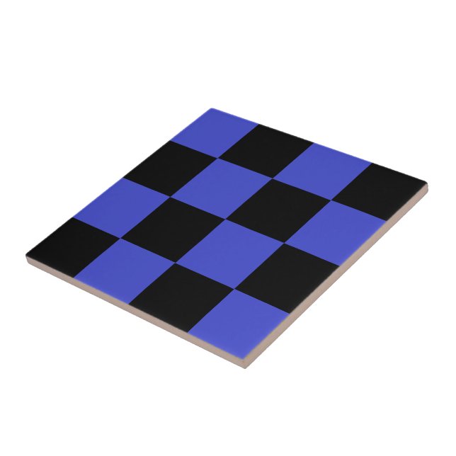 Azulejo Cerâmico com Xadrez Preto e Azul (Lateral)