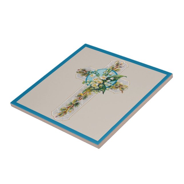 Azulejo cerâmico Cross and Flowers (Lateral)