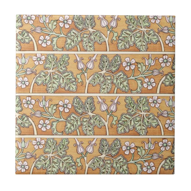 Azulejo cerâmico Crown Imperial Orange Art Nouveau (Frente)