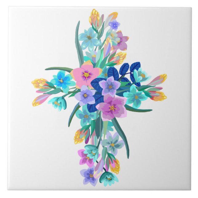 Azulejo Cerâmico Cruz Floral (Frente)
