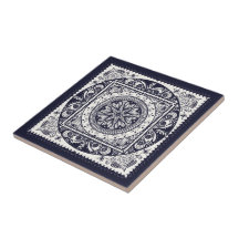 Azulejo cerâmico da arte da mandala azul da
